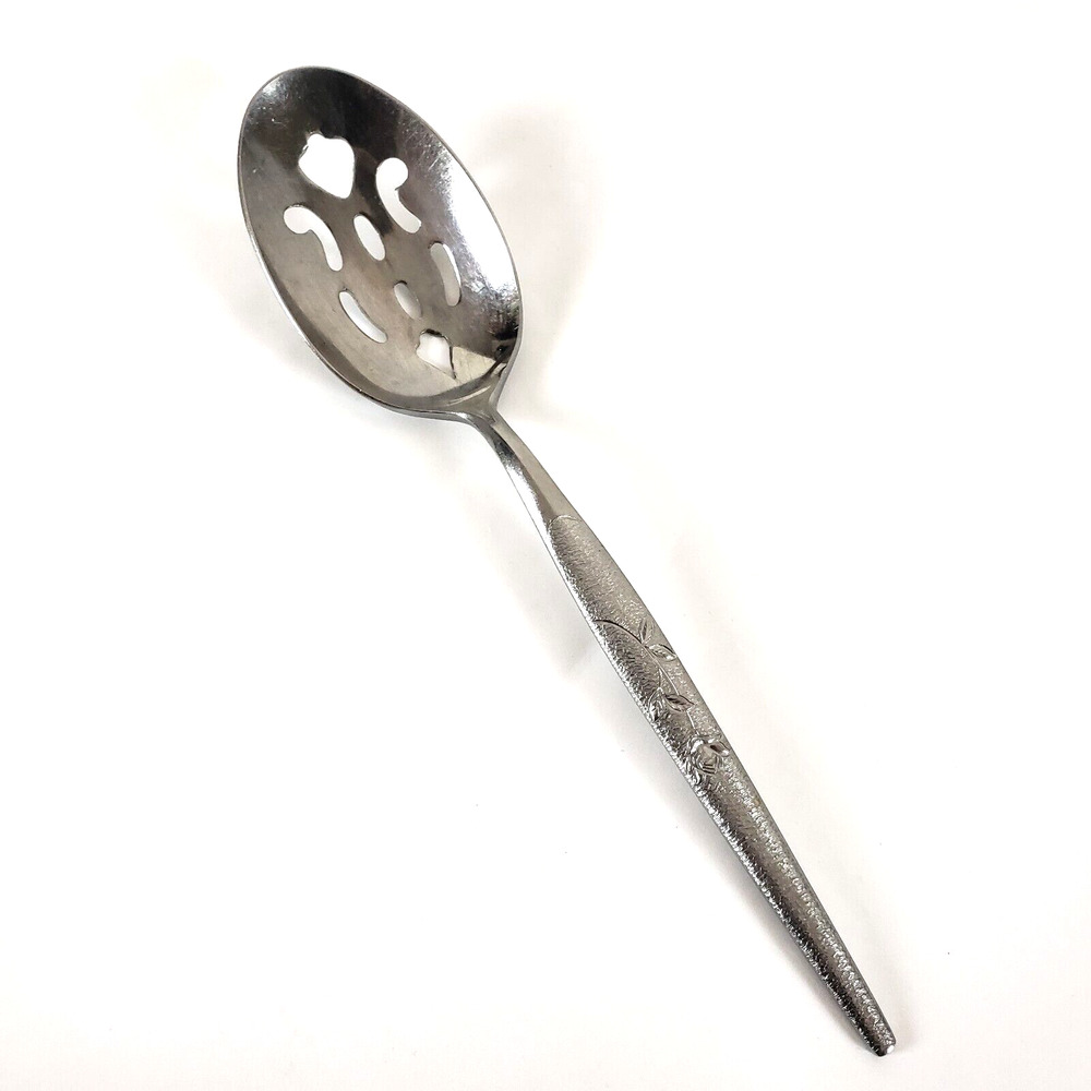 Vtg Japan National Silver Co Stainless Ice Tea Spoon Fleur Slotted Replacement